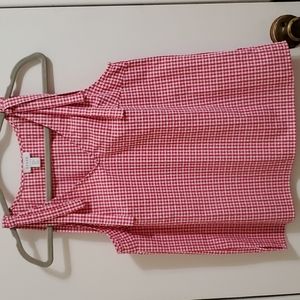 Red gingham v-neck top